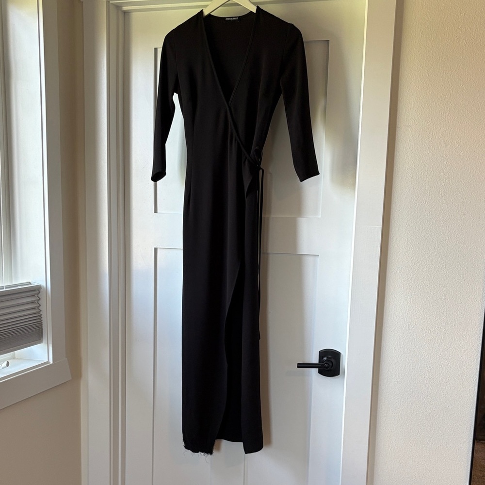 American Apparel Black Long Sleeve Wrap Dress small